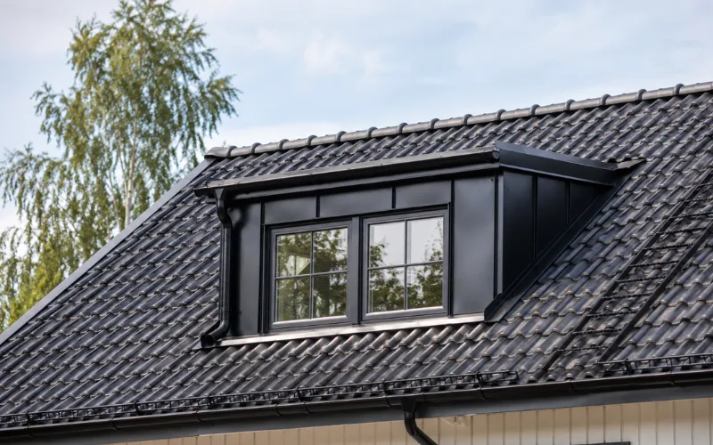 takkupa på ett svart betongpannetak